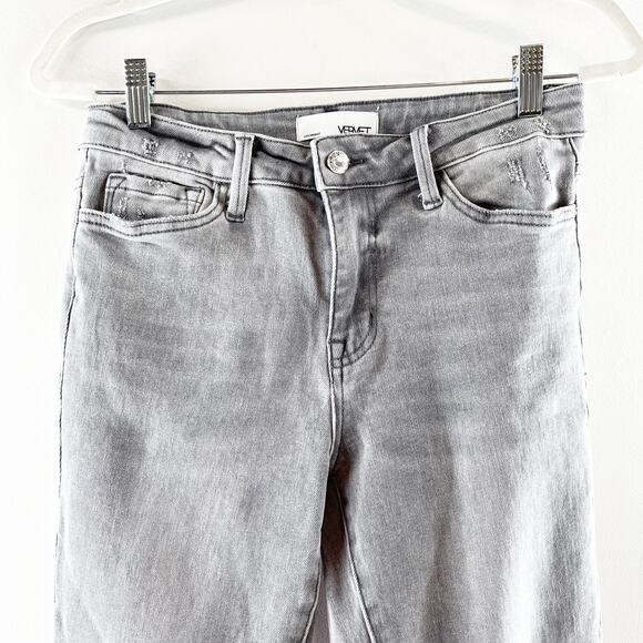 Vervet High Rise Raw Hem Cropped Ankle Straight Leg Slim Jeans Gray Wash 27 / 4 - Picture 6 of 10